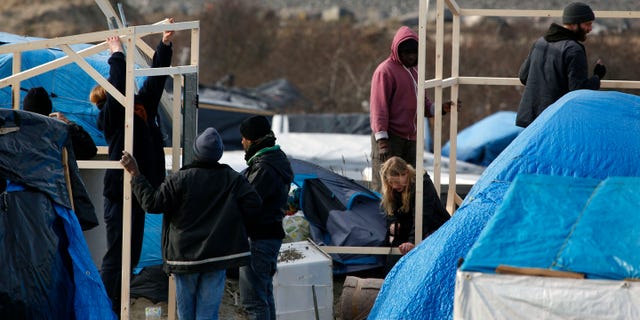 A makeshift camp for migrants near Calais, France. A French court approved razing tents at a camp known as the "jungle."