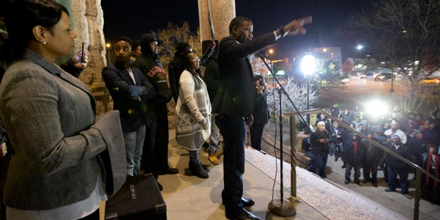 Minister Dominique Alexander, president and founder of Next Generation Action Network, spoke to the crowd gathered to protest against the Fort Worth police.