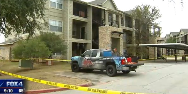The apartment complex in Denton, Texas is sealed off after a floor collapsed at a college party.