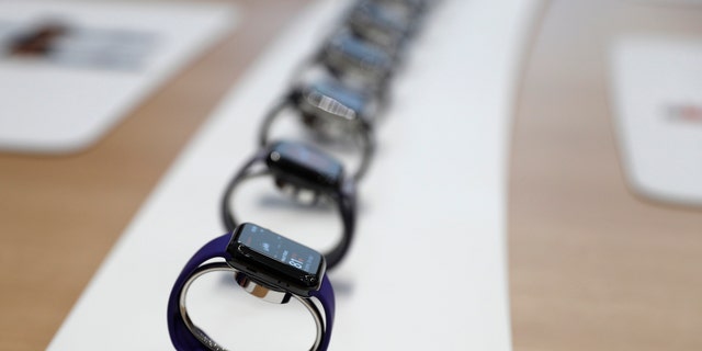 Apple Watches are displayed during a launch event in Cupertino, California, U.S. September 12, 2017. (REUTERS/Stephen Lam)