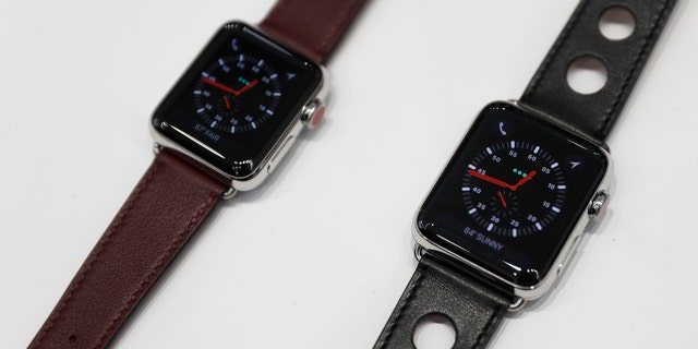 Apple Watches are displayed during a launch event in Cupertino, California, U.S. September 12, 2017. (REUTERS/Stephen Lam)