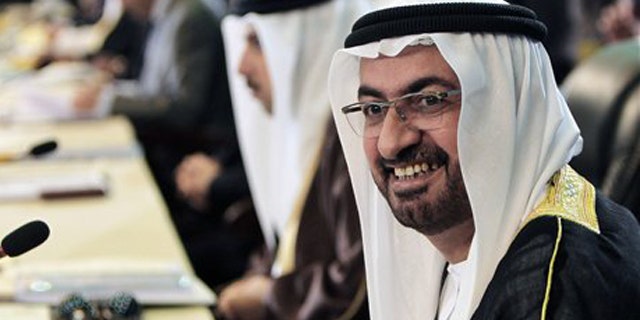 March 27, 2012: UAE Ambassador to Iraq Abdullah al-Shihy, right, attends the meeting of Arab economic, finance, and trade ministers as part of Arab League Summit in Baghdad, Iraq.