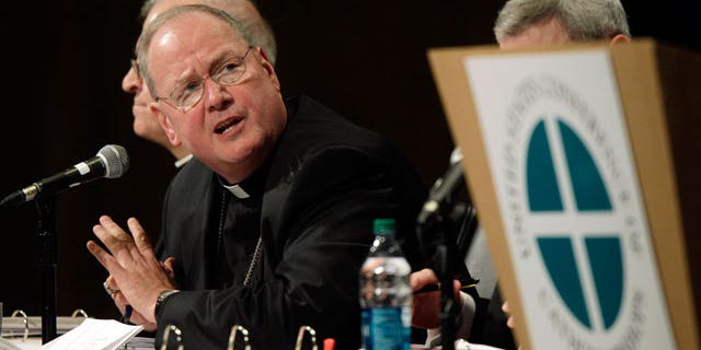 Archbishop Timothy Dolan, of New York, president of the United States Conference of Catholic Bishops, speaks, Wednesday, June 15, 2011, in Bellevue, Wash. (AP)
