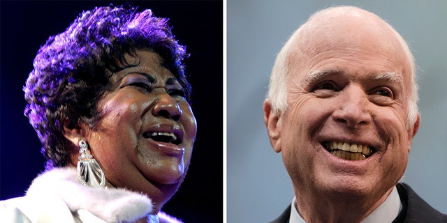 FILE -- Aretha Franklin, John McCain