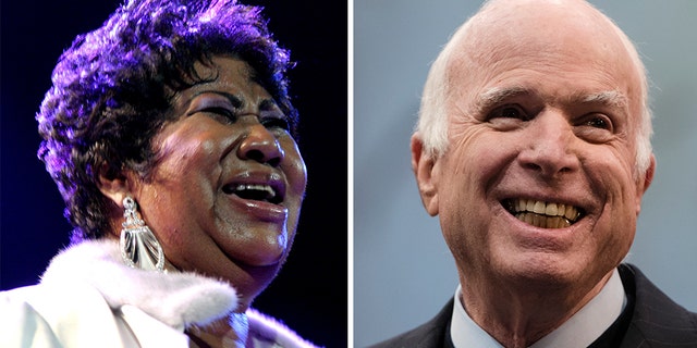FILE -- Aretha Franklin, John McCain