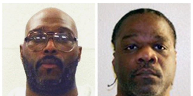 This combination of undated photos provided by the Arkansas Department of Correction shows death-row inmates Stacey E. Johnson, left, and Ledell Lee. Both men are scheduled for execution on April 20, 2017. (Arkansas Department of Correction via AP)