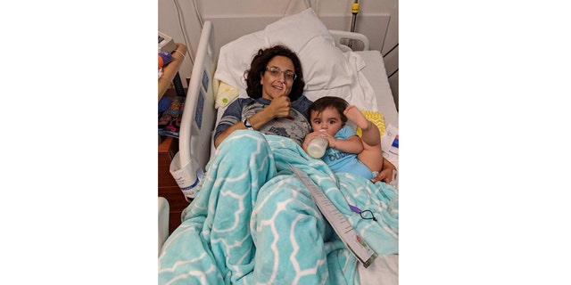 This photo was taken of Arrington with her grandson six days after the accident.