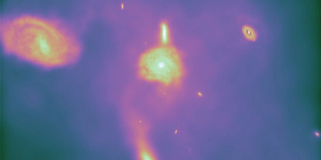 This still frame is taken from the Arepo-generated animation shown above. It demonstrates Arepo's key ability to produce realistic spiral galaxies. Previous simulations tended to yield blobby galaxies lacking distinct spiral structure. Posted A