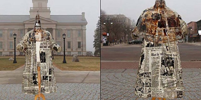 A piece titled "In Their Shoes" was banned from campus because it made students feel "terrorized."
