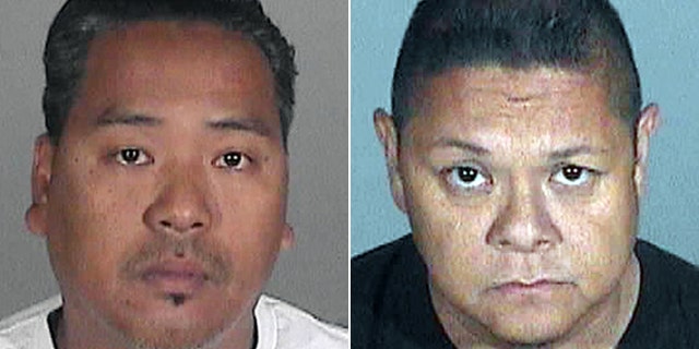 Sept. 26, 2012: This photo provided by the Santa Monica Police Department shows suspects Wilmer Cadiz, left, and Jay Nieto, right, who was arrested in Santa Monica, Calif., on suspicion of stealing paintings from the home of a Santa Monica financier.
