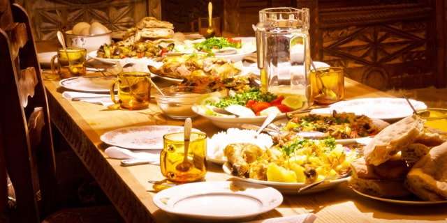 traditional Georgian meal set on a table