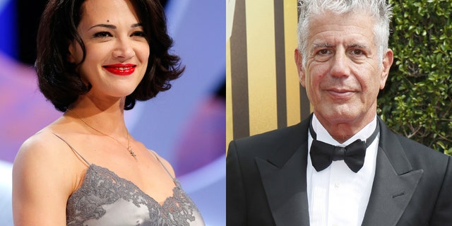 Asia Argento (left) and Anthony Bourdain.
