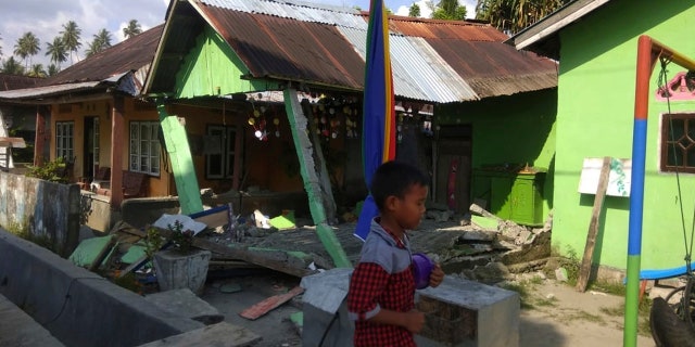 A photo from a 6.1-magnitude earthquake that hit Donggala, Indonesia hours before a 7.5 quake struck the region.