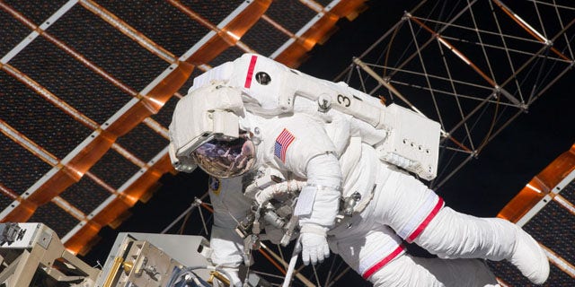 May 20, 2011: NASA astronaut Andrew Feustel floats in space on the first spacewalk of STS-134.