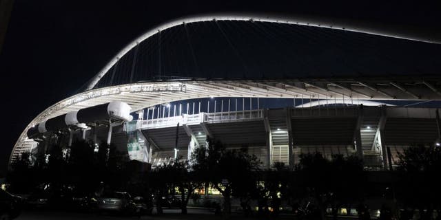 ATHENS, GREECE - OCTOBER 4: General view of the OAKA Spiros Louis Stadium, home of Panathinaikos FC taken during the UEFA Europa League group stage match between Panathinaikos FC and Tottenham Hotspur FC held on October 4, 2012 at the OAKA Spiros Louis Stadium in Athens, Greece. (Photo by Dimitri Messinis/EuroFootball/Getty Images)