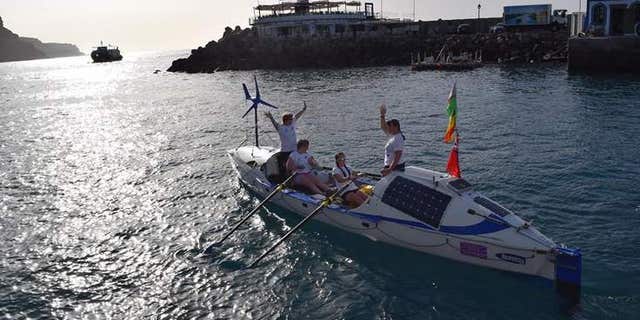 The rowers setting off on their trip in January.