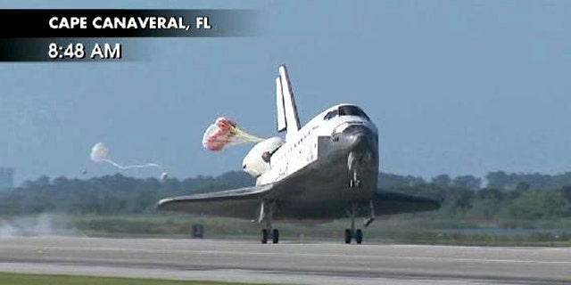 Atlantis touches down at Kennedy Space Center in Florida, concluding its final mission to the International Space Station.
