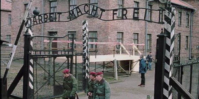 FILE: This image shows the of the gate at Auschwitz, former Nazi concentration camp, with slogan "Work Makes You Free." (AP)
