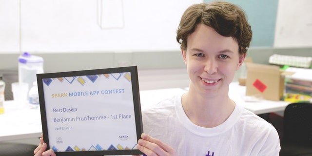 Prud’ homme and his fellow interns won a SPARK mobile app contest for EmpQuest, an app that helps people living with ASD navigate the job application process.
