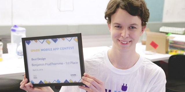 Prud’ homme and his fellow interns won a SPARK mobile app contest for EmpQuest, an app that helps people living with ASD navigate the job application process.