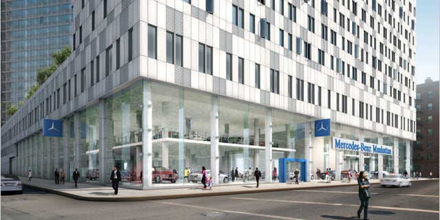 A rendering of the Mercedes-Benz Autohause in New York City.