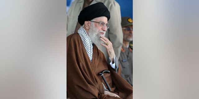 In this picture released by the official website of the office of the Iranian supreme leader on Wednesday, Sept. 30, 2015, Supreme Leader Ayatollah Ali Khamenei attends a graduation ceremony of the Iranian Navy cadets in the Northern city of Noshahr, Iran. (Office of the Iranian Supreme Leader via AP)