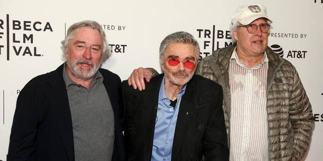 Robert De Niro, from left, Burt Reynolds and Chevy Chase attend the screening of "Dog Years," during the 2017 Tribeca Film Festival, at Cinepolis Chelsea on Saturday, April 22, 2017, in New York. (Photo by Andy Kropa/Invision/AP)