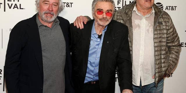 Robert De Niro, from left, Burt Reynolds and Chevy Chase attend the screening of "Dog Years," during the 2017 Tribeca Film Festival, at Cinepolis Chelsea on Saturday, April 22, 2017, in New York. (Photo by Andy Kropa/Invision/AP)