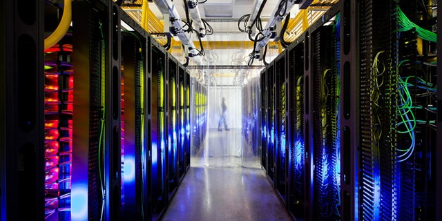 Oct. 16, 2012: Google offers a peek inside its Council Bluffs, Iowa, data center. Here, the company's campus network room, routers and switches that allowits data centers to talk to each other. The fiber optic networks connecting sites run at speeds that are more than 200,000 times faster than a typical home Internet connection, Google said.