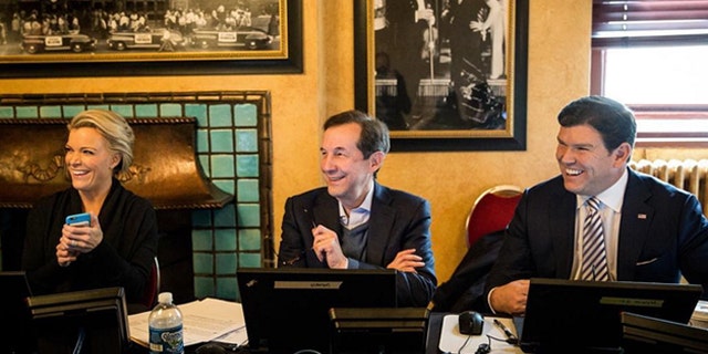 A light moment during debate preparations at the Fox Theatre in Detroit.