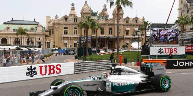 Mercedes driver Lewis Hamilton of Britain steers his car during the second free practice at the Monaco racetrack, in Monaco, Thursday, May 22, 2013. The Monaco Formula One Grand Prix will be held on Sunday. (AP Photo/Claude Paris)