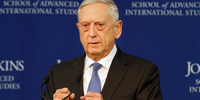 Defense Secretary James Mattis speaks about the National Defense Review, Friday, in Washington.