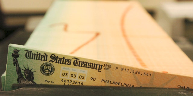FILE: Trays of printed social security checks wait to be mailed from the U.S. Treasury's Financial Management services facility in Philadelphia.