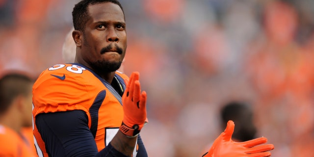 File-This file photo of Aug. 24, 2013 shows Denver Broncos outside linebacker Von Miller looking on during an NFL pre-season football game against the St. Louis Rams in Denver. After six weeks on the sideline, Miller returns to the Denver Broncos on Monday Oct. 14, 2013. They can use him. Ranked last in pass defense, the Broncos gave up another 303 yards to Jacksonville and their next game is against Andrew Luck and the Colts. (AP Photo/Jack Dempsey, File)