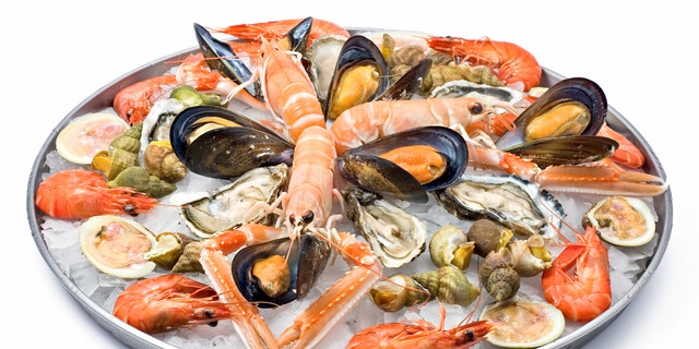 Assorted fresh seafood, shell and shellfish