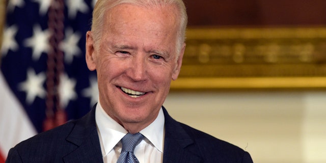 Jan. 12, 2017: Vice President Joe Biden smiles in the State Dining Room of the White House in Washington.