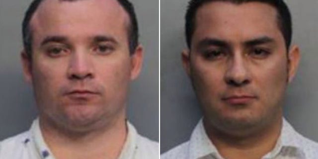 Diego Berrio and Edwin Giraldo Cortez were taken into custody after allegedly being caught performing sex acts in a parked rental car near Miami Beach, reports said.