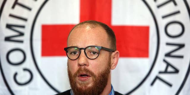 International Committee of the Red Cross spokesperson Thomas Glass speaks during an interview with the Associated Press in Kabul, Afghanistan, Thursday, Feb. 9, 2017. Gunmen killed six employees of the ICRC in northern Afghanistan on Wednesday, the aid group said. (AP Photo/Rahmat Gul)