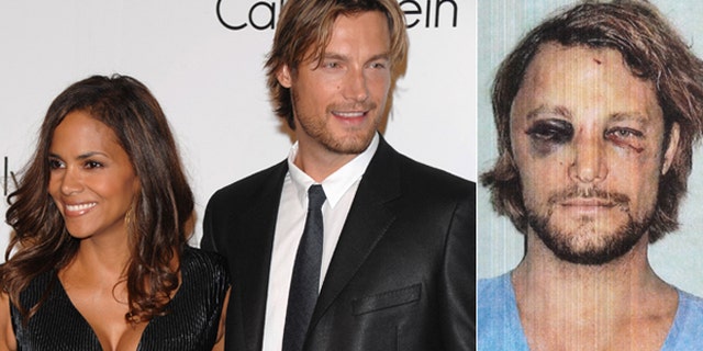 Model Gabriel Aubrey and actress Halle Berry attend the Calvin Klein 40th anniversary party during Fashion Week in New York on Sept. 7, 2008. Gabriel Aubrey after a fight with Berry's fiance on Nov. 22, 2012.