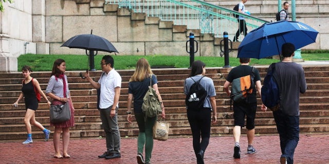NEW YORK, NY - JULY 01: People walk on the Columbia University campus on July 1, 2013 in New York City. An interest rate hike kicks in today for student loans, an increase for 7 million students. Congress left town at the end of last week failing to prevent rates on new Stafford student loans increasing from 3.4 percent to 6.8 percent. (Photo by Mario Tama/Getty Images)