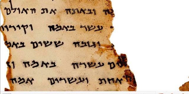 A screenshot of a section from the Temple Scroll, one of five Dead Sea Scrolls made accessible online thanks to a partnership between Israel's national museum and web giant Google.
