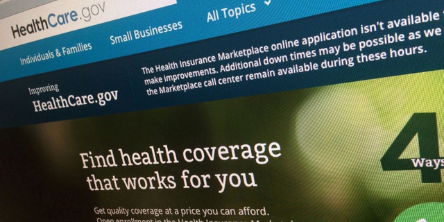 FILE - This Nov. 29, 2013, file photo shows a part of the HealthCare.gov website, photographed in Washington. (AP Photo/Jon Elswick, File)