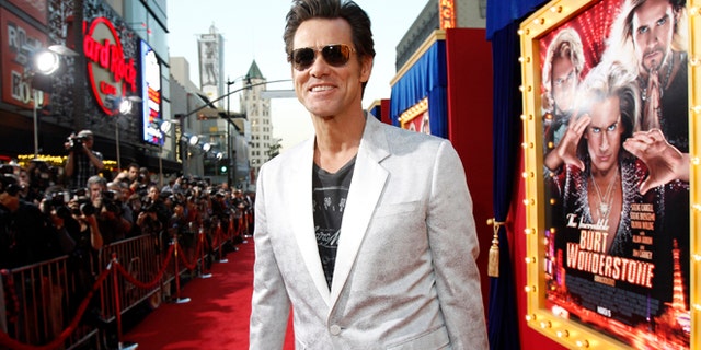 Cast member Jim Carrey attends the premiere of "The Incredible Burt Wonderstone" in Hollywood, California March 11, 2013.