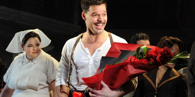 April 5, 2012: Ricky Martin attends the "Evita" opening night's new star cast at the Marquis Theatre in New York City.