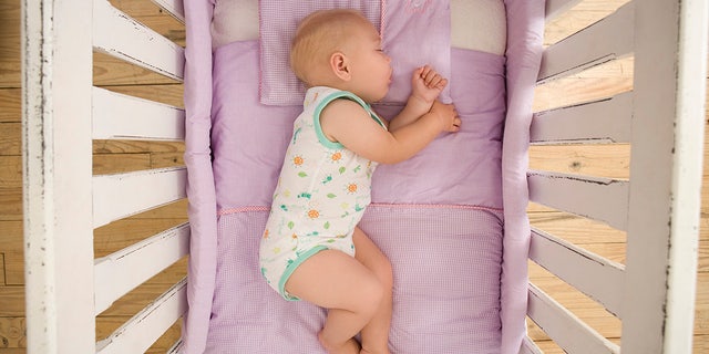 High angle view of sleeping baby