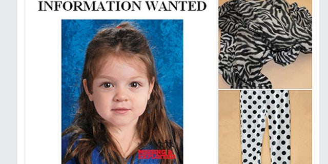 The little girl was wearing polka-dot leggings and a zebra-striped blanket. (Massachusetts State Police)