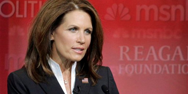 Wednesday: Rep. Michele Bachmann participates in a 2012 Republican presidential primary debate at the Reagan Library in California.