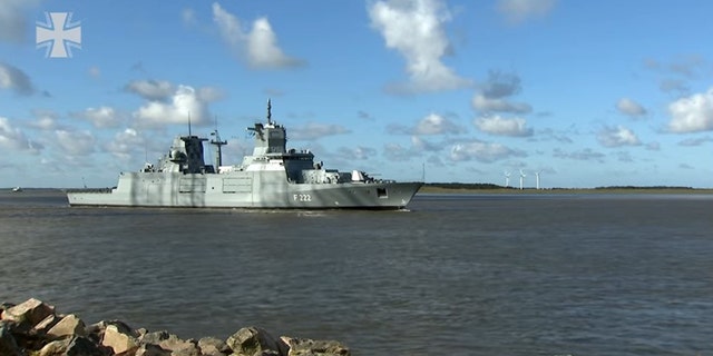 The German Navy's new frigate, the Baden-Württemberg (Bundeswehr/YouTube screenshot)