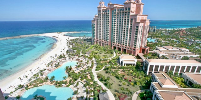 Paradise Island, Bahamas - January 27, 2009: Looking toward The Cove Atlantis from The Reef Atlantis at Atlantis Paradise Island Bahamas