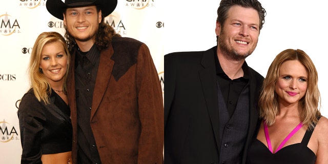 Blake Shelton and Kaynette Gern, left, were married from 2003-2006. Shelton was married to country singer Miranda Lambert, right, from 2011-2015.